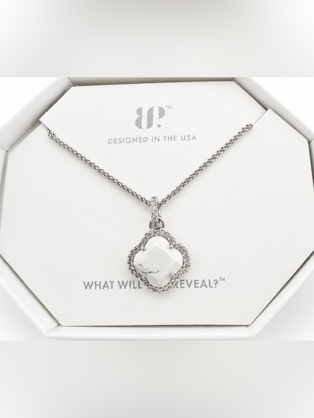 Bomb Party New OG Clover Necklace ‘Salty Air Siren’ Howlite